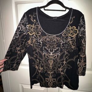 Vanilla Sugar Y2K Black bedazzled printed Top XL cotton